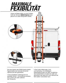 Leiterträger / Leiterlift G2000 Harrier aus Aluminium für Opel Vivaro L2H1 ( 2014-2019 )